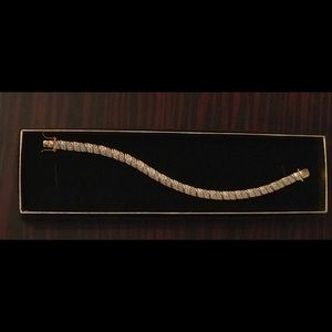 Gold and Crystal Cuban Link Bracelet